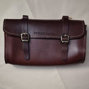 Men's Leather Toiletry / Murse/ belt Bag - Dark Brown